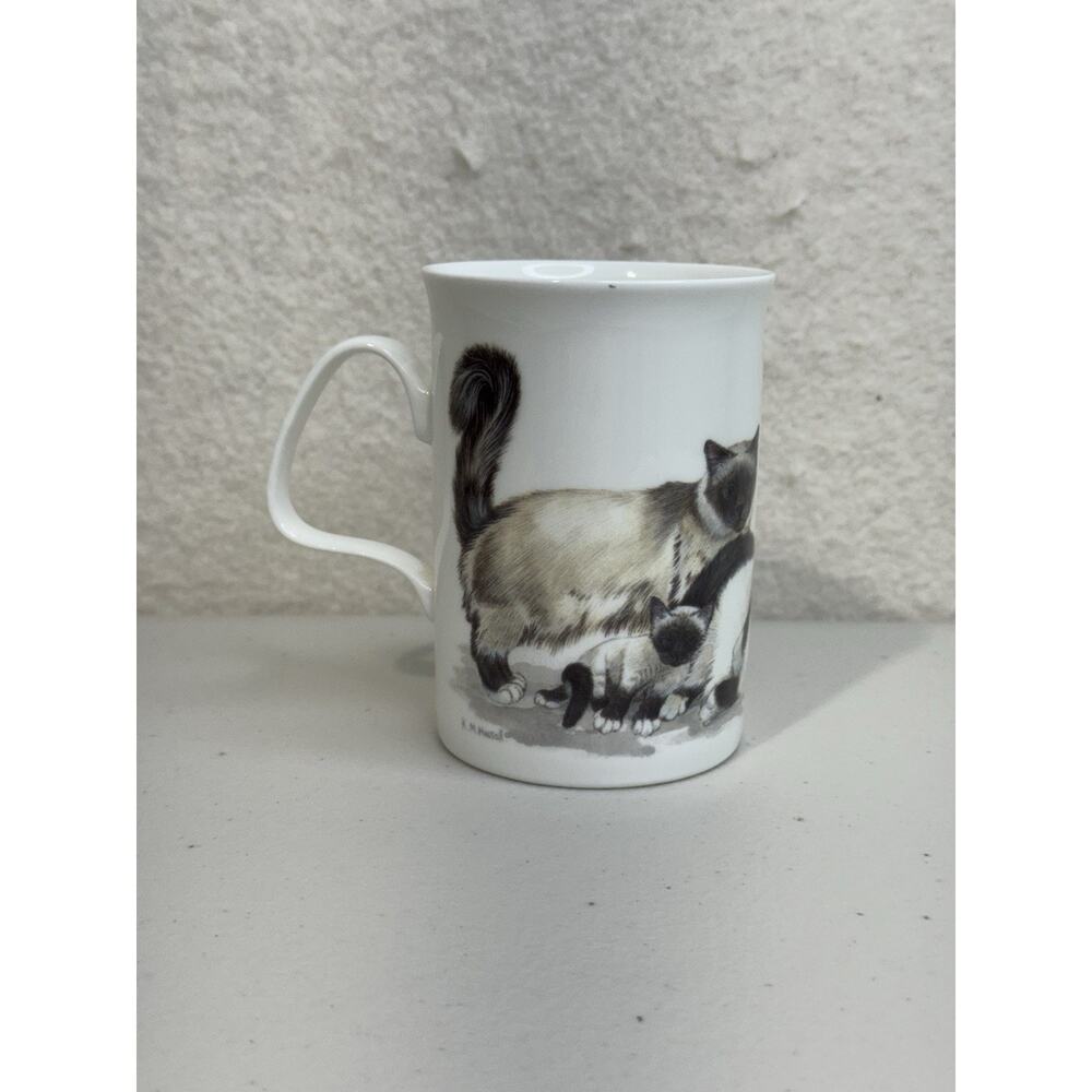 Roy Kirkham Cat Lovers Mug 1989 England FIne Bone China Siamese Cat Kitten Mouse